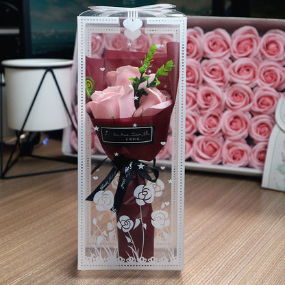 Flag Village Valentine's Day Soap Rose Bouquet Gift Box