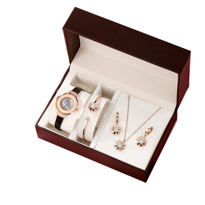 Flag Village Fashion girl leather exquisite watch gift box