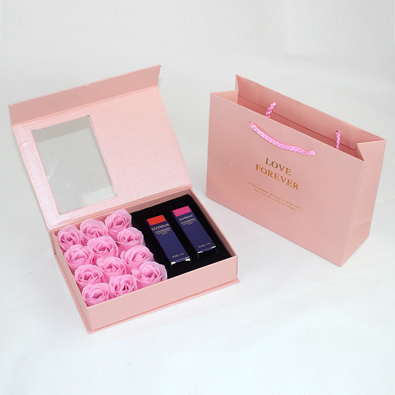 Flag Village Pearl Paper Window Jewelry Lipstick Gift Box Set