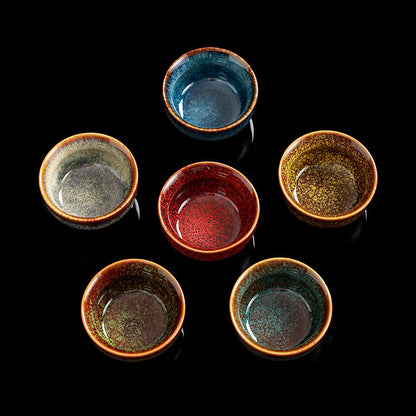 Flag Village High-grade Ceramic Small Tea Bowl Tasting Cups Tealight Gift Box Set