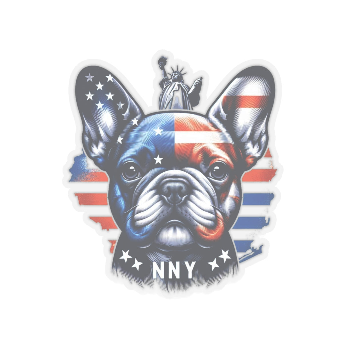 Flag Village USA Flag with French Bulldog Sticker 2", 3", 4", 6" USA0001