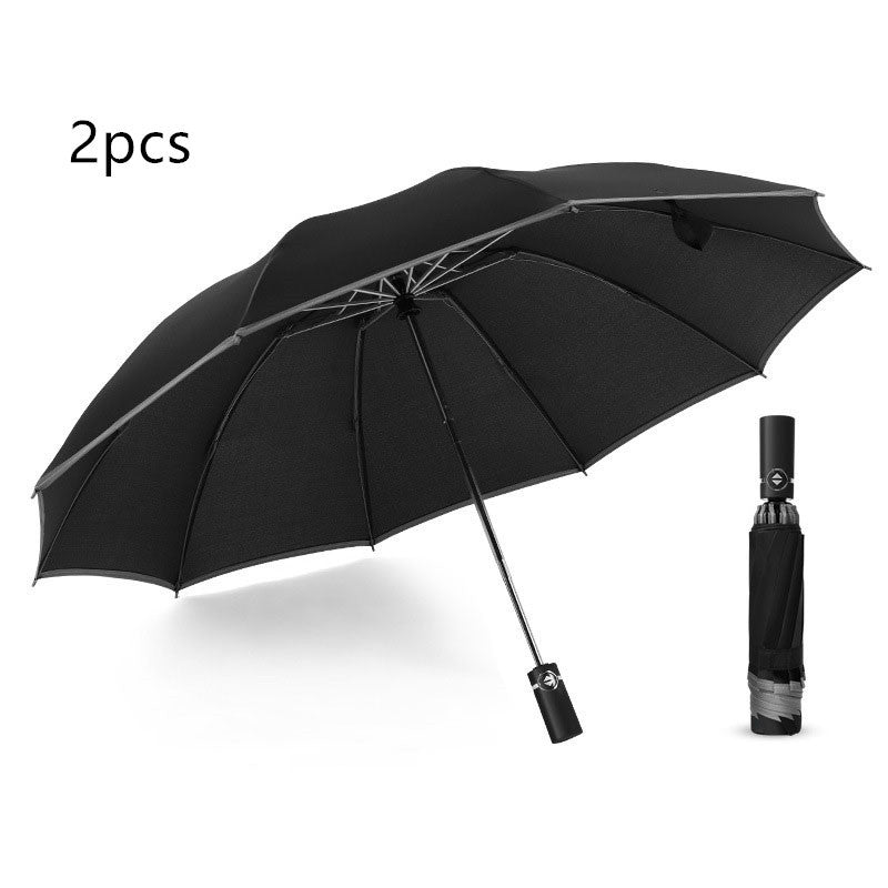 Flag Village Inverted Umbrella Travel Portable Windproof Folding Umbrella,10Ribs Auto  Close Umbrella,Reflective Stripes For Night Safety