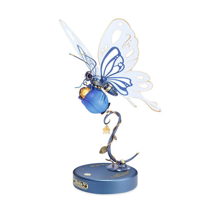 Flag Village Robotime ROKR Butterfly DIY Mechanical 3D Puzzle Toys For Gifts Bionic Butterfly Wings Golden Lighting Rose Exquisite Texture