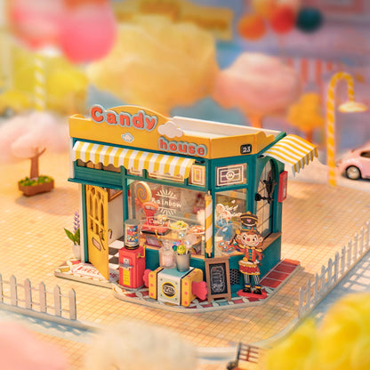 Flag Village Robotime Rolife Rainbow Candy House DIY Miniature House For Kids Girls Xmas Gifts 3d Wooden Puzzle Dollhouse Funny Creative Toys