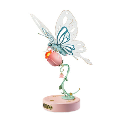 Flag Village Robotime ROKR Butterfly DIY Mechanical 3D Puzzle Toys For Gifts Bionic Butterfly Wings Golden Lighting Rose Exquisite Texture