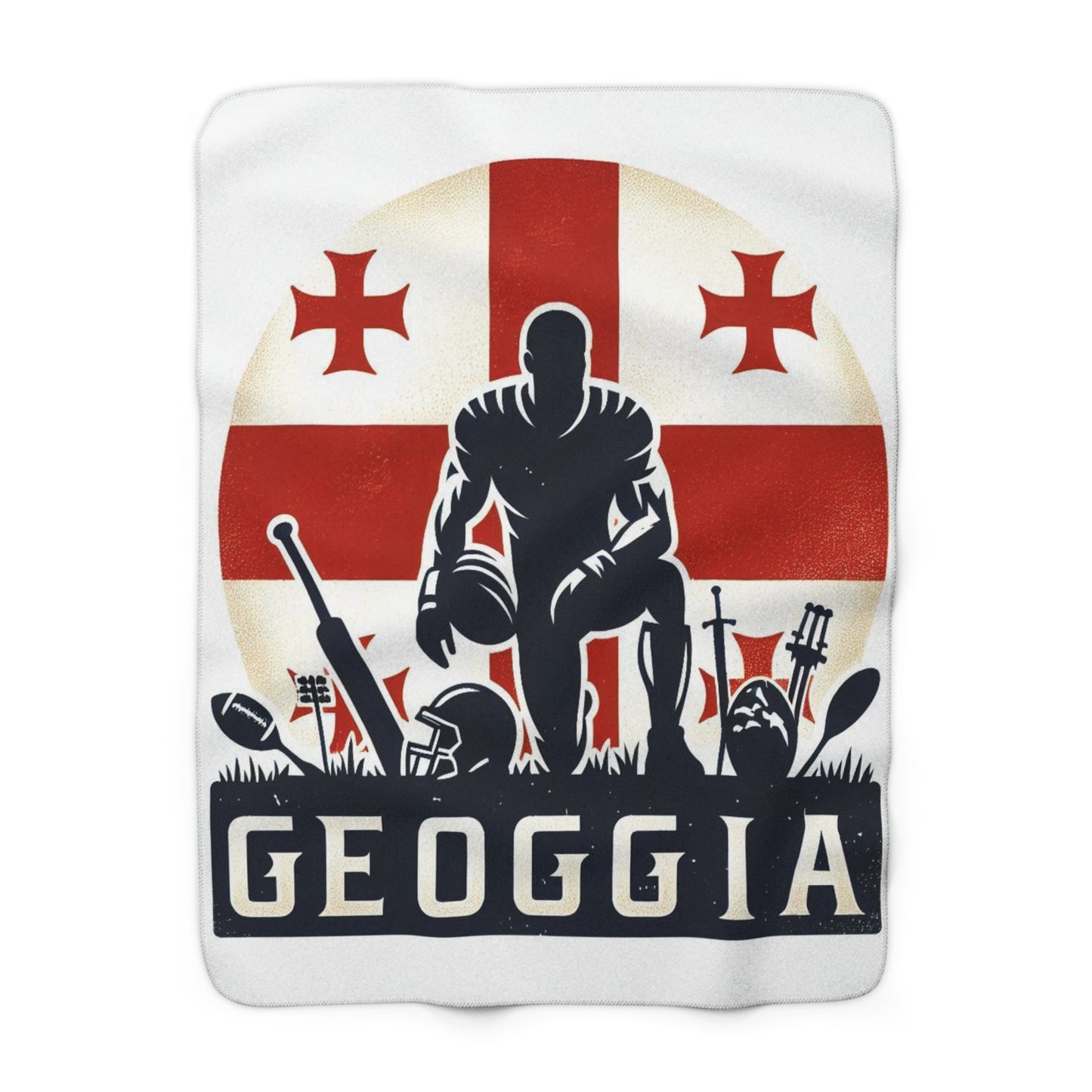 Flag Village Georgia Sporting Flag Sherpa Fleece Blanket GEO0004