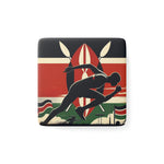 Flag Village KENYA Flag Sporting Porcelain Magnet, Square KEN0006