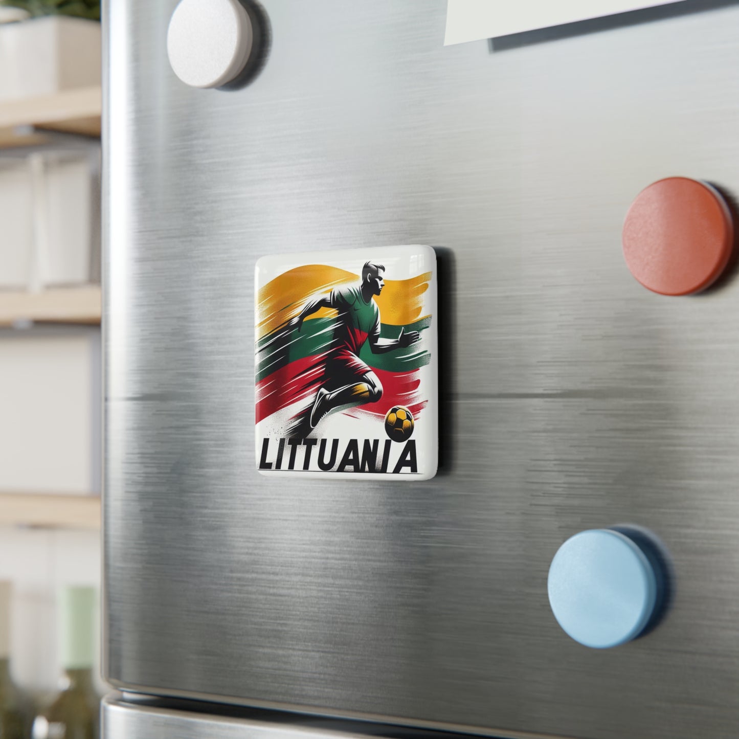 Flag Village Lithuania Flag Sporting Porcelain Magnet, Square LTU0006