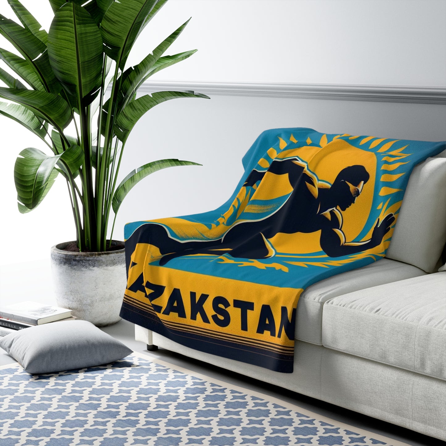 Flag Village Kazakhstan Sporting Flag Sherpa Fleece Blanket KAZ0008