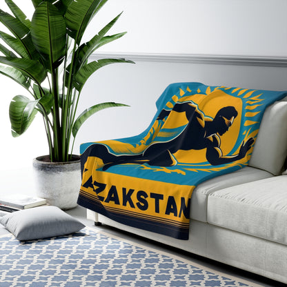 Flag Village Kazakhstan Sporting Flag Sherpa Fleece Blanket KAZ0008