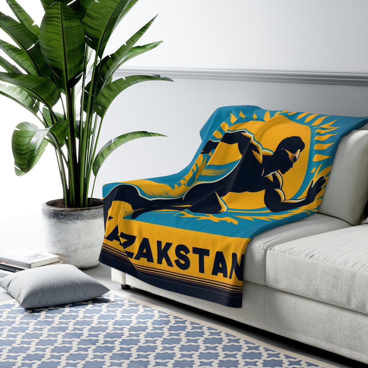 Flag Village Kazakhstan Sporting Flag Sherpa Fleece Blanket KAZ0008