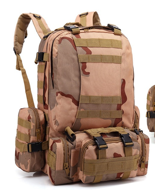 Flag Village Men's Travel Backpack Oxford Cloth Outdoors Backpack Army Camouflage Tactics Double Shoulder Bag Mountaineering Large Combination Backpack