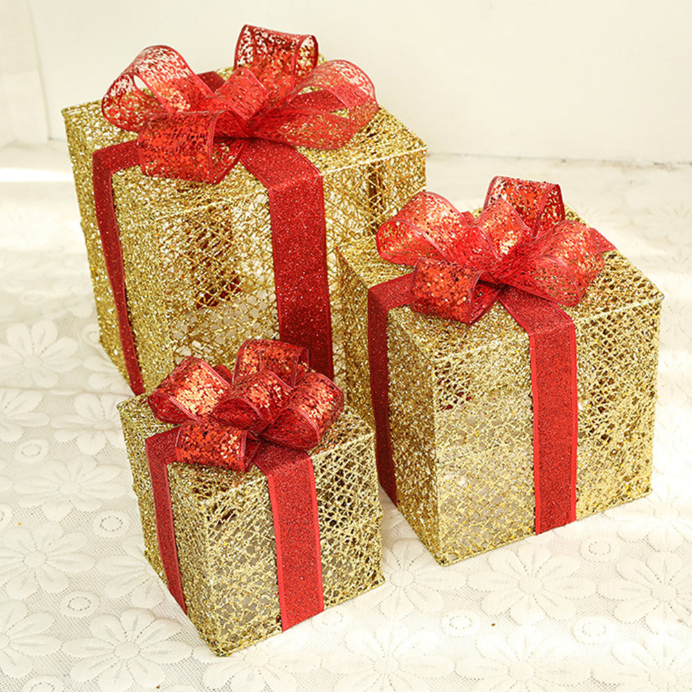 Flag Village Christmas wrought iron gift box three-piece set