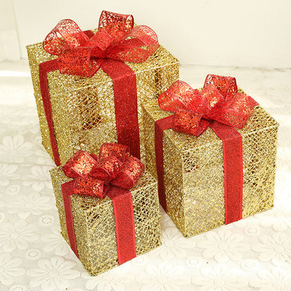Flag Village Christmas wrought iron gift box three-piece set