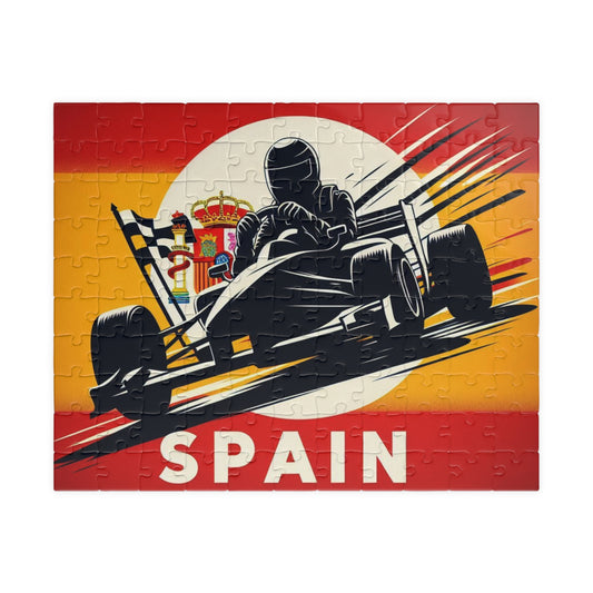 Flag Village Spain Racing Car Sporting Flag Puzzle (110, 252, 520, 1014-piece) ESP0013