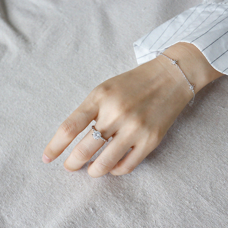 Flag Village 925 Silver AAAA Zircon Rings Minimalist Big Zircon Party Rings for Women Elegant Fashion Wedding Jewelry Gifts