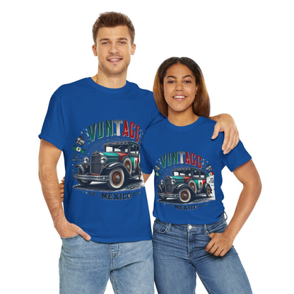 Flag Village Mexico Vintage Car Flag T-SHIRT Heavy Cotton Tee MEX0002
