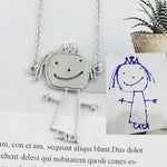 Flag Village Custom Kids Drawing Painting Necklace Stainless Stee Personalized Children Artwork Pendant For Kids Mom Family Jewelry Gifts