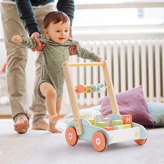 Flag Village ROBUD Wooden Baby Walker Push With ABC 123 Traffic Sign Gifts For Todders 3 Year