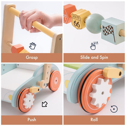 Flag Village ROBUD Wooden Baby Walker Push With ABC 123 Traffic Sign Gifts For Todders 3 Year