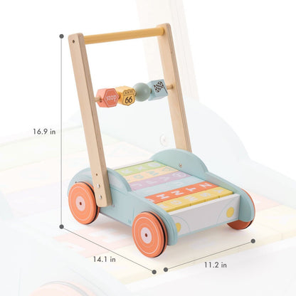 Flag Village ROBUD Wooden Baby Walker Push With ABC 123 Traffic Sign Gifts For Todders 3 Year