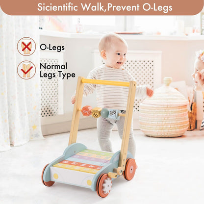 Flag Village ROBUD Wooden Baby Walker Push With ABC 123 Traffic Sign Gifts For Todders 3 Year