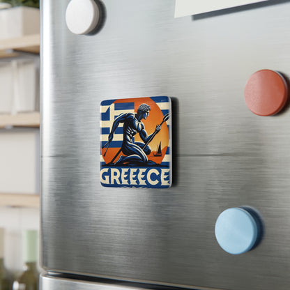 Flag Village Greece Flag Sporting Porcelain Magnet, Square GRC0005