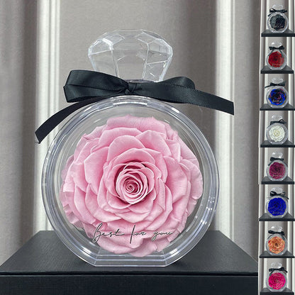 Flag Village Natural Eternal Flower Ornaments Transparent Cover Dried Rose Gift Box For Christmas New Year Valentine's Day Home Decor