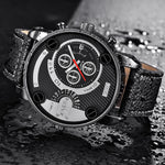 Flag Village Mens Big   Watches Fashion Leather Date Gifts Wristwatch