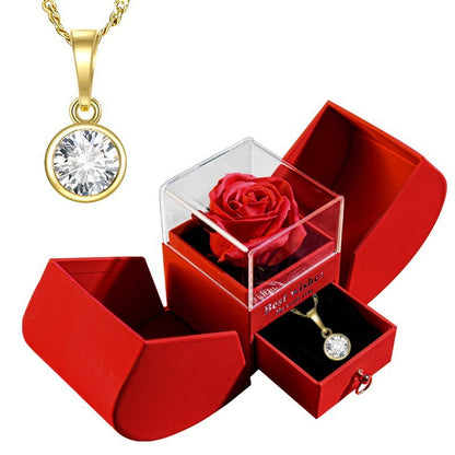 Flag Village Eternal Rose Apple Gift Box Women Necklace Valentine's Day Wedding Jewelry