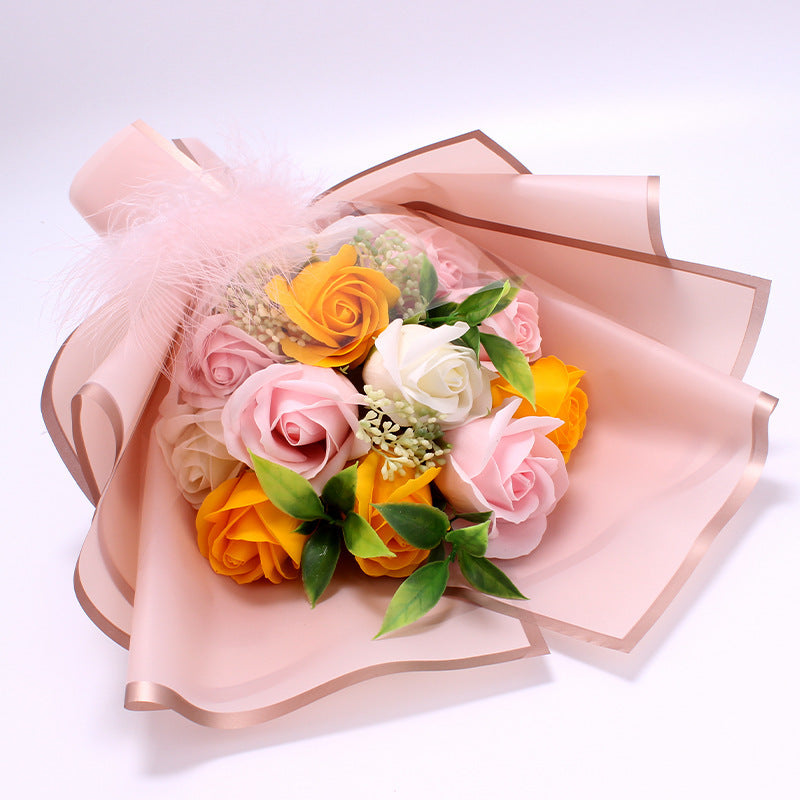 Flag Village Artificial Soap Rose Bouquet Fake Flower Gift Box Tanabata Valentine's Day Gift