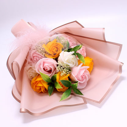 Flag Village Artificial Soap Rose Bouquet Fake Flower Gift Box Tanabata Valentine's Day Gift