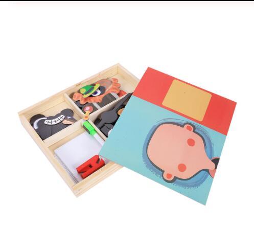 Flag Village Montessori Magnetic Fun Puzzle Children's Wooden Puzzle Box Game Cartoon Educational Painting Toys For Children Gift Antistress