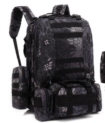 Flag Village Men's Travel Backpack Oxford Cloth Outdoors Backpack Army Camouflage Tactics Double Shoulder Bag Mountaineering Large Combination Backpack