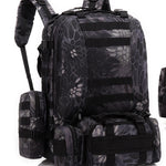 Flag Village Men's Travel Backpack Oxford Cloth Outdoors Backpack Army Camouflage Tactics Double Shoulder Bag Mountaineering Large Combination Backpack