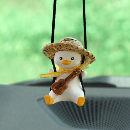 Flag Village Car Pendant Cute Anime Little Duck Swing Auto Rearview Mirror Hanging Ornaments Interior Decoraction Accessories For Girls Gifts