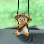 Flag Village Car Pendant Cute Anime Little Duck Swing Auto Rearview Mirror Hanging Ornaments Interior Decoraction Accessories For Girls Gifts