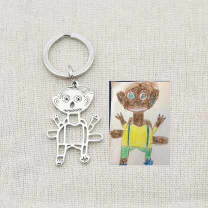 Flag Village Custom Kids Drawing Painting Necklace Stainless Stee Personalized Children Artwork Pendant For Kids Mom Family Jewelry Gifts
