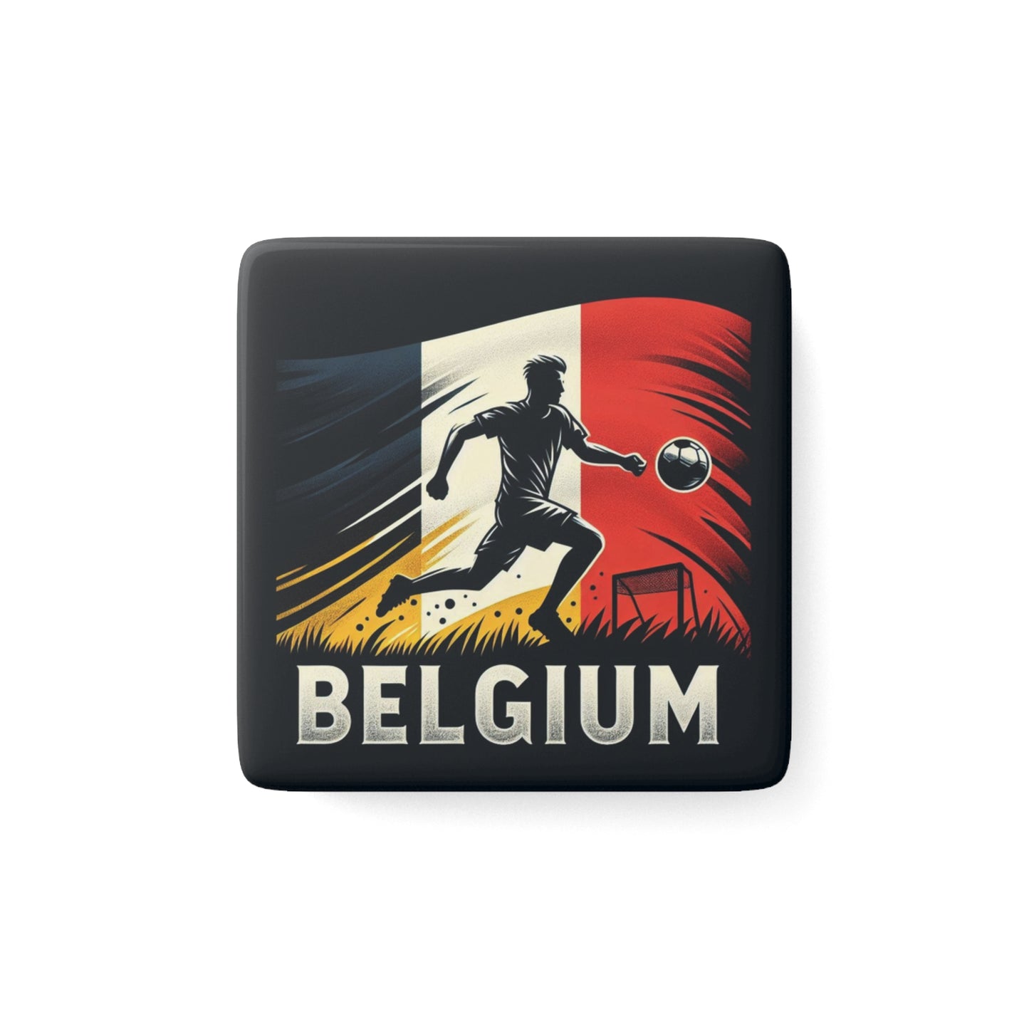 Flag Village Belgium Flag Sporting Porcelain Magnet, Square BEL0005