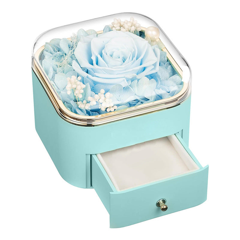 Flag Village Valentines Day Rose Flower Drawer Jewelry Box Earrings Ring Necklace Storage Valentine's Day Gift Box Romantic Jewelry Packaging Box