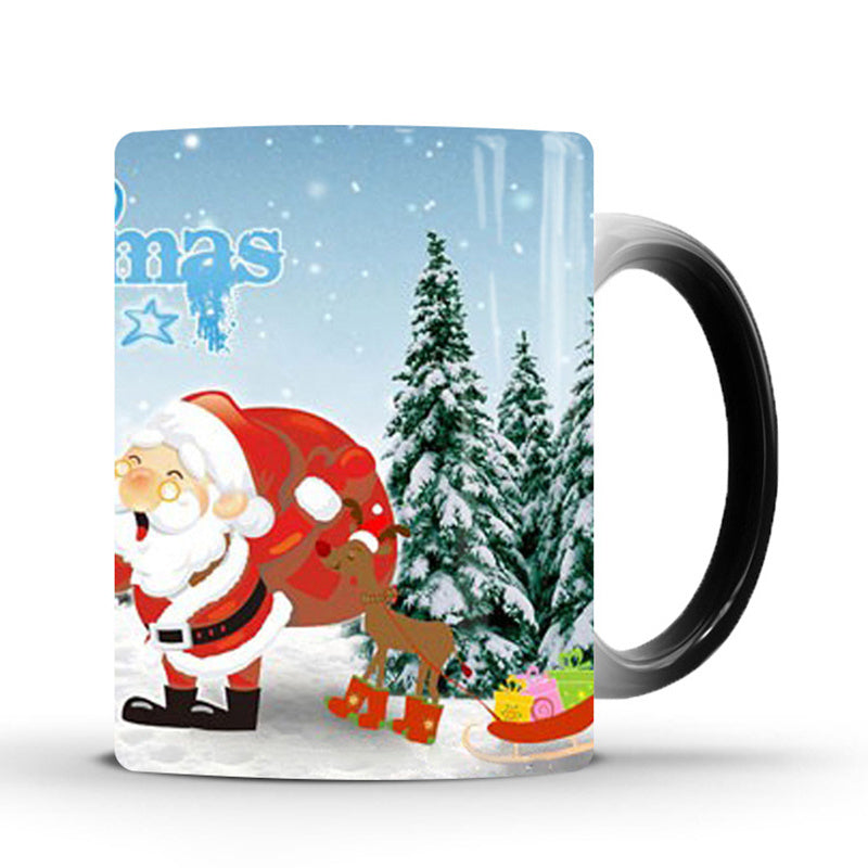 Flag Village Merry Christmas Magic Mug Temperature Color Changing Mugs Heat Sensitive Cup Coffee Tea Milk Mug Novelty Gifts for Kids