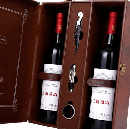 Flag Village Creative Wine Box Leather Gift Box Handmade Home Kitchen Bar Accessories Decor Lafite Wine Holder Wine Packaging Box Friend Gift