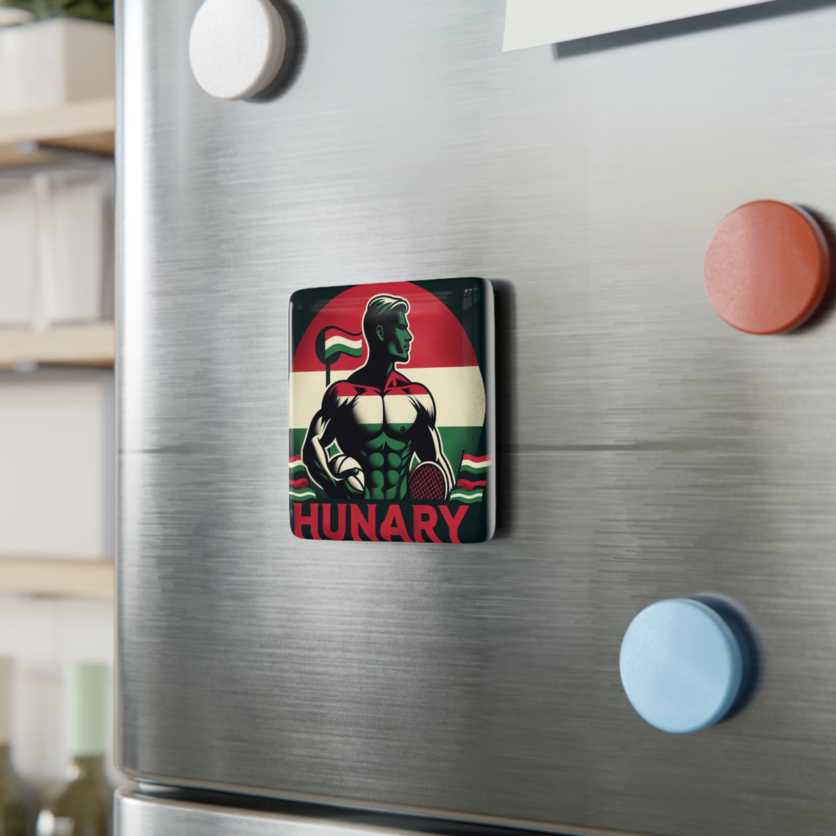 Flag Village Hungary Flag Sporting Porcelain Magnet, Square HUN0006