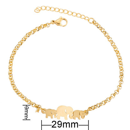 Flag Village Gold Color Charms Bracelet Femme Stainless Steel Women Jewelry Lucky Origami Elephant Bracelets Friendship Gifts