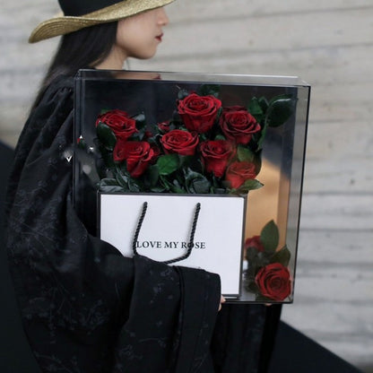 Flag Village Valentine's Day Rose Eternal Flower Acrylic Gift Box