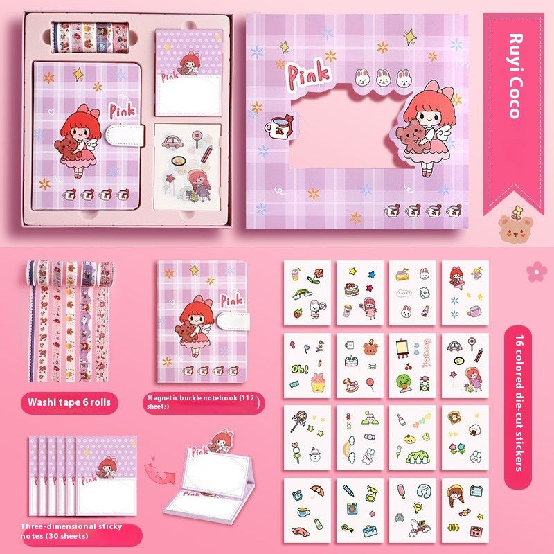 Flag Village Journal Book Set Gift Box Girl Heart Cute Gift Bag