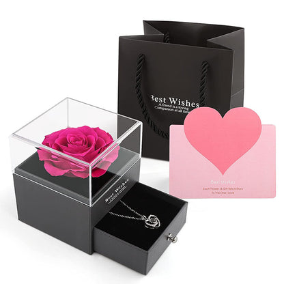 Flag Village Preserved Flower Rose Jewelry Box Acrylic Gift Box