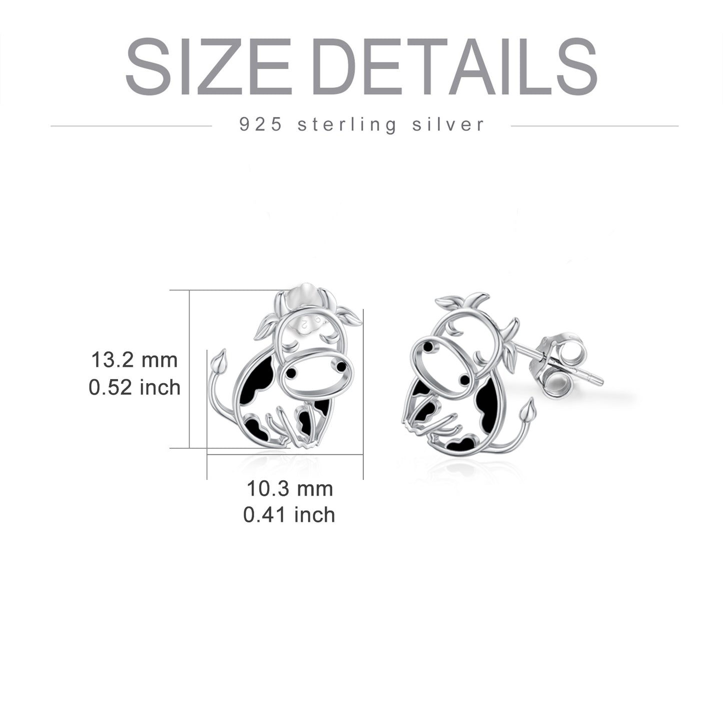 Flag Village Cow Earrings 925 Sterling Silver Cow Stud Earrings for Women Cow Gifts for Birthday