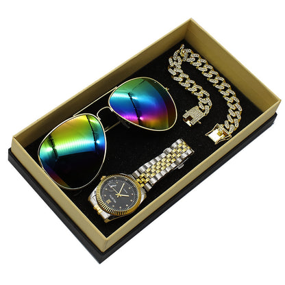 Flag Village Wristwatch Glasses New Men's Watch Business Foreign Trade Sunglasses Watch Gift Box Suit