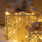 Flag Village Christmas Lighting Gift Boxes With Bows Indoor Decorations Snow Gift Box Glowing Gift Box Home Garden Christmas